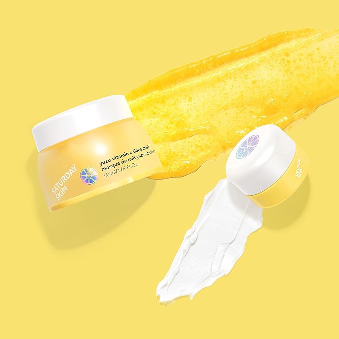 Saturday Skin Yuzu Eye Balm Vitamin C Wide lluminating Under Tight Eye Cream Korean Niacinamide Caffeine for Wrinkles Puffy Eyes Dark Circles Moisturizing Hydrates Anti Aging for Women (15ml)-VivaGrace Women