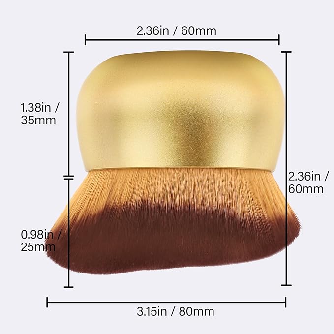 Airbrush Kabuki Brush for All Face Makeup & Foundation for Liquid, Cream and Powder Face Makeup, Large Brush for Effortless Natural Beautiful Look, With Wide-headed Bristles - Gold-VivaGrace Women