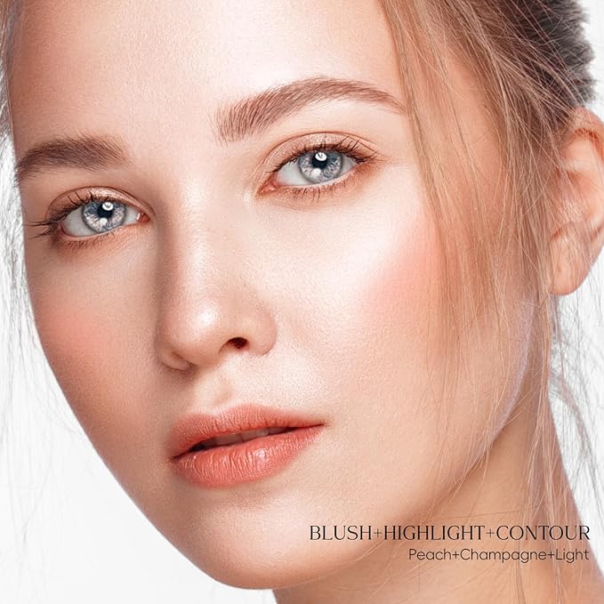 Trio Contour Sticks Set, Highlighter Stick & Bronzer Stick & Blush Stick for Cheek+Lip,Highlight and Contour to Create a Natural Dewy Makeup Look for Light| Set of 45g/1.6fl.oz-VivaGrace Women