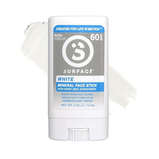 Surface Mineral Sunscreen Face Stick SPF 60, Lightweight Non-Nano Zinc Oxide Formula, Reef Friendly, Broad Spectrum UVA UVB Protection, Water Resistant Sun Care for 80 Minutes, Clear, 0.5oz-VivaGrace Women