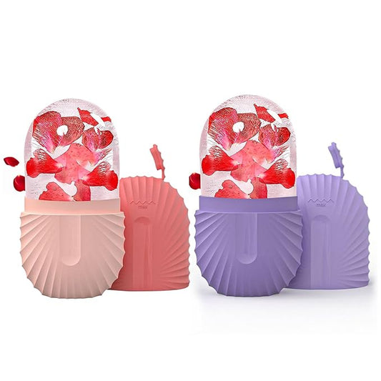 2Pcs Ice Face Roller, Reusable Silicone Mold Face Massage Eye Facial Beauty Skin Care Tools Apply Ice for Shrink Pores Anti Wrinkle Reduce Puffiness Improve Skin Elasticity, Seashell-VivaGrace Women