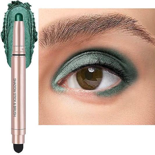 Green Eyeshadow Stick, Shimmer Cream Single Eyeshadow Pencil High Pigmented Eye Shadow Brightener Stick, Hypoallergenic Waterproof Long Lasting Highlighter stick Create Multi-Dimensional Eyes Look 12#-VivaGrace Women