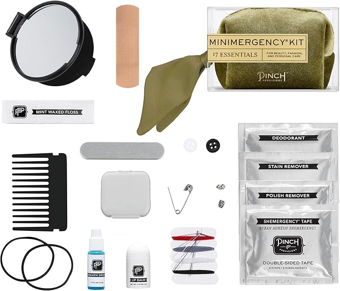 Pinch Provisions Velvet Minimergency Kit, for Her, Includes 17 Must-Have Emergency Essential Items, Compact, Multi-Functional Pouch, Gift for Parties and Birthdays-VivaGrace Women