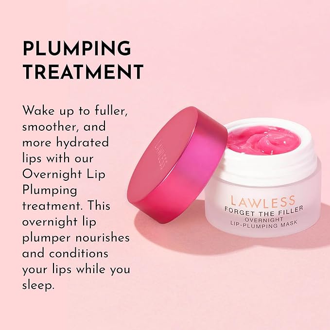 Lawless Women's Forget The Filler Overnight Lip Plumping, Juicy Watermelon, Pink, 0.28 Ounce (Pack of 1)-VivaGrace Women