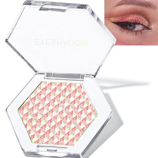 Rose Gold Glitter Eyeshadow Palette, Multichrome Chameleon Cream to Powder Eye Shadow, Color Shifting Holographic Eyeshadow Shimmer Inner Corner Eye Brightener Highlighter Makeup-VivaGrace Women