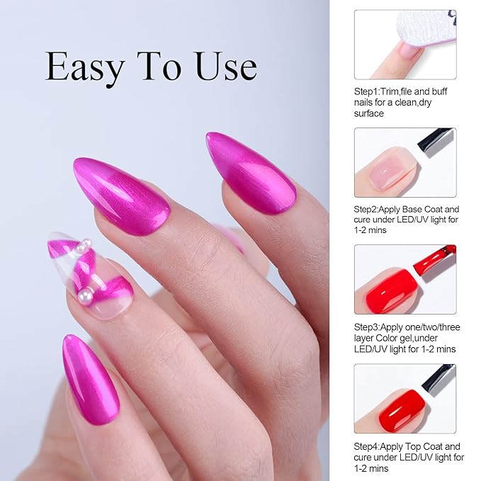 Imtiti Pearl Gel Nail Polish, 1 Pcs 15ml Coral Violet Pink Color Soak Off LED Long-Lasting Nail Gel Polish Nail Art Starter Manicure Salon DIY at Home, 0.5 Fluid Ounces