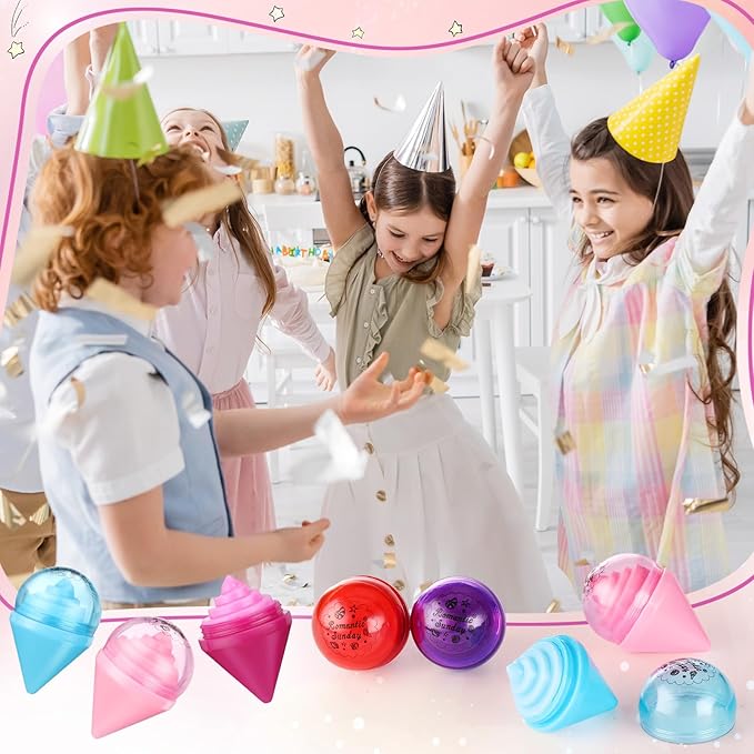 48 Pcs Ice Cream Party Decorations Lip Balm New School Classroom Gift for Preschool Toddler Back to School Exchange Party Favors Fruit Taste Lip Care Gift Birthday Gift Moisturizing Lip Balms-VivaGrace Women