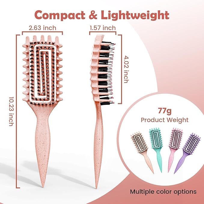 Curl Defining Brush, Curly Hair Brush Defining with Side Gear for Combing, Shaping, and Styling Curly Hair, Lightweight Candy Brush Suitable for All Wet or Dry Hair Types for Women and Men (Beige)-VivaGrace Women