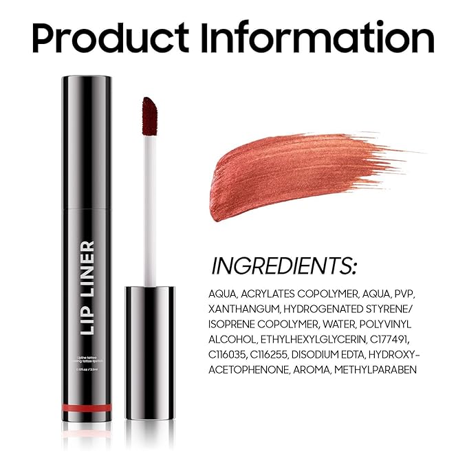 Lip Stain Peel Off - Lip Liner Waterproof, Lip Liner Stain Transfer Proof & Plumping, Moisturizing Non-Stick Cup Matte Finish Stay On All Day, Coral Color-VivaGrace Women