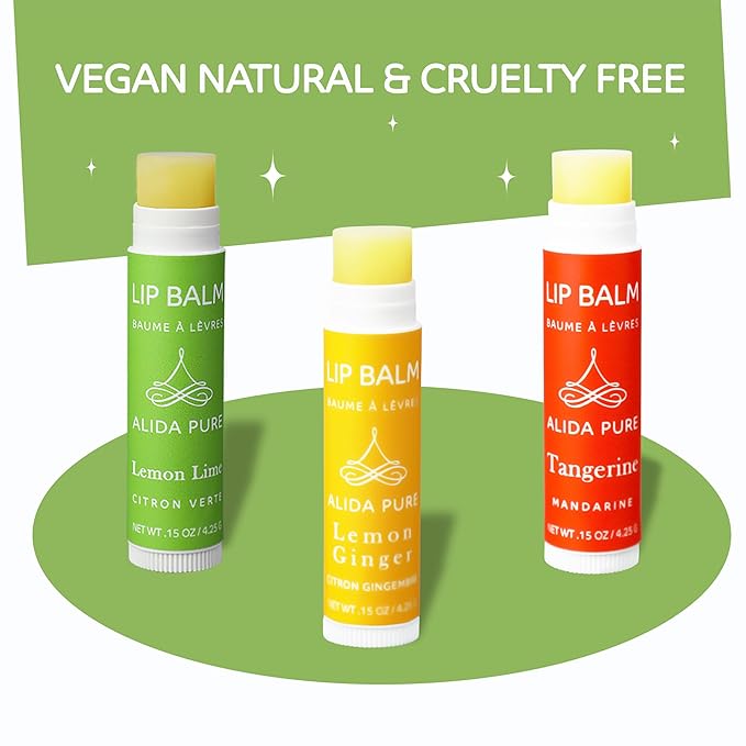 Citrus Lip Balm Collection, Vegan Lip Balm Set, Bees Wax Free, Coconut Oil Free, Avocado Oil, Organic Jojoba Oil, Vitamin E, Natural Moisturizer For Dry Cracked Lips, 3 Tube Set-VivaGrace Women