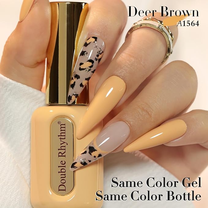 Double Rhythm 0.50 OZ Gel Polish Same Color Same Bottle Golden Round Translucent Hema Free Neutral Natural Milky 15 ML Jelly UV Polish Art DIY at Home (Earth Yellow-C1564)