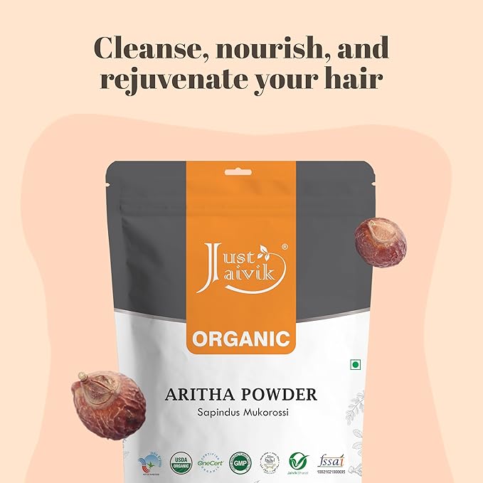 100% Organic Certified Aritha Powder (Soap Nut Powder) 227g /0.5 LB/ 08oz - Organic Hair Cleansing and Conditioning Product-VivaGrace Women