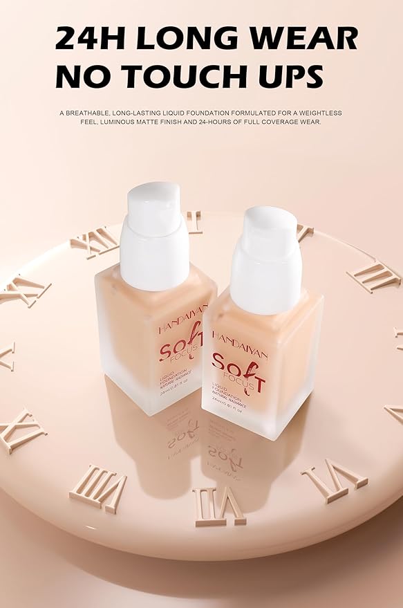 Full Coverage Soft Focus Liquid Foundation, Lightweight Moisturizing High Coverage Liquid Concealer Foundation Makeup, Waterproof Long Lasting Creamy Matte Liquid Concealer for Women, 03-VivaGrace Women