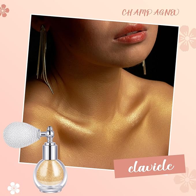 3 Pcs Glitter Spray for Hair and Body, Highlighter Shimmering Spray Powder High Gloss Body Glitter Spray Sparkle Powder for Face Body Cosmetic, Champagne, Pearl White, Bronze Color-VivaGrace Women