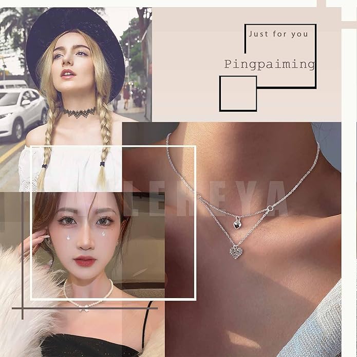 Vintage Layered Square Pendant Necklace Multi Circle Necklace Gold Square Choker Necklace Layer Circle Necklace Jewelry for Women-VivaGrace Women