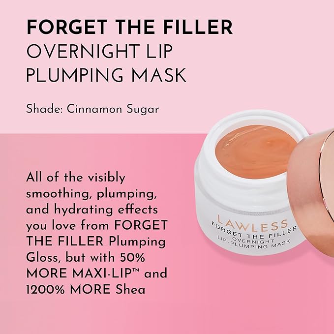 LAWLESS Forget the Filler Lip Mask - Cinnamon Sugar - Premium Overnight Lip Plumping Treatment with Natural Ingredients Designed to Plump, Hydrate, and Smooth Lips - 0.28 oz-VivaGrace Women