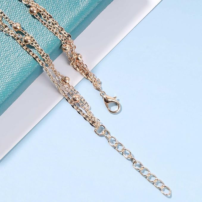 Boho Layered Disc Coin Necklace Choker Gold Cactus Pendant Necklace Stacking Satellite Chain Necklace Vintage Multilayer Necklace Chain Jewelry for Women and Girls Gifts-VivaGrace Women