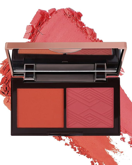 Face Matte Blush Powder Palette-2Colors Buildable Facial Cheek Blusher Pressed Powder Light Luxury Blush Contour Palette for Face,Longlasting Makeup Palette,Valentine's Day Gift Set for Women Girl-03-VivaGrace Women