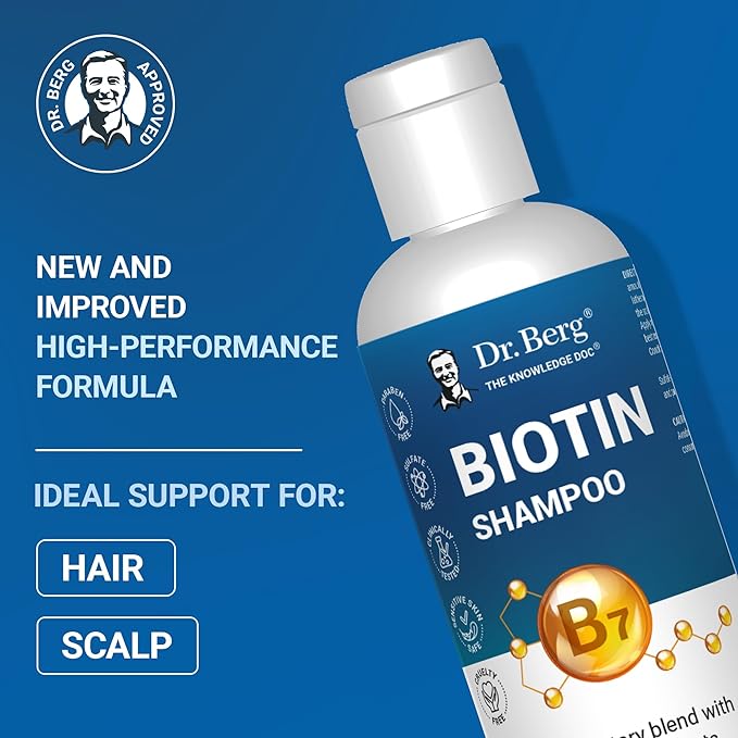 Dr. Berg Biotin Shampoo for Men & Women (Improved High-Performance Formula) - Independently Tested & Certified Paraben- Sulfate- & Silicone-Free - Infused w/Biotin, Argan Oil & Botanicals - 8 Fl oz-VivaGrace Women