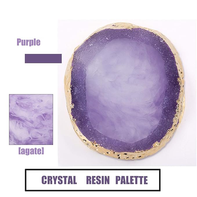 MISUD Resin Nail Art Palette, Golden Edge Paint Drawing Color Palette, Agate Nail Palette Manicure Nail DIY Tool (Purple)-VivaGrace Women