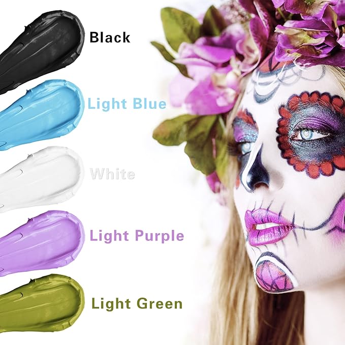 MEICOLY Black Face Body Paint Stick(1.06 Oz),Waterproof Black Face Paint for Cat Halloween SFX Skull Joker Zombie Vampire Skeleton Goth Spider Cosplay Makeup,Black Stick Clown Makeup-VivaGrace Women