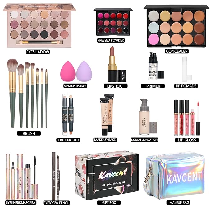 Makeup Sets for Teens Makeup Kit for Women Full Kit Makeup set Makeup Kit Eyeshadow Palette Foundation Mascara Contour Lipgloss Makeup Teenager Gift-VivaGrace Women