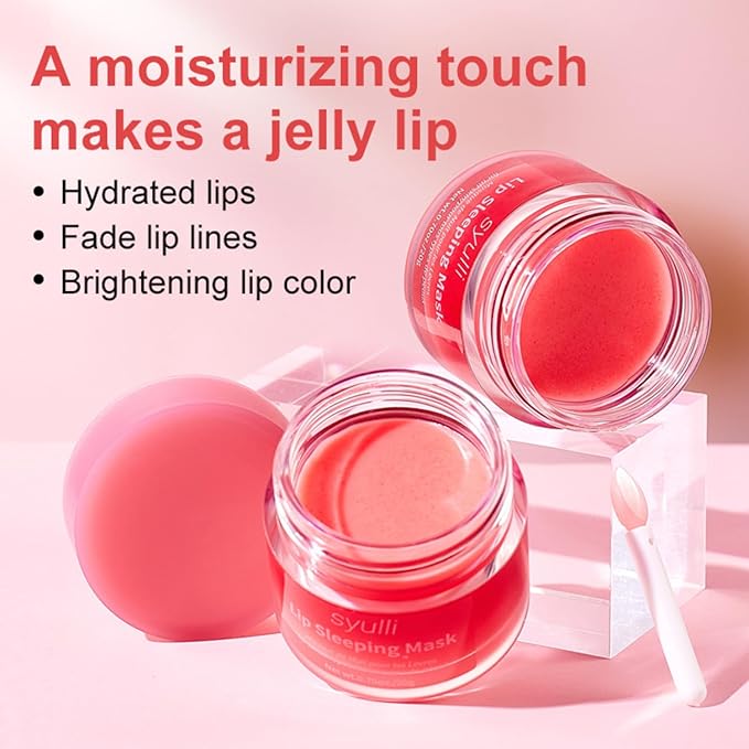 Sleeping Lip Mask,Organic Vitamin C Lip Sleeping Mask Hydrate & Repair Sleeping Lip Balm, Nourish Overnight Lip Care Treatment Lip Line & Color Improve,Crack & Dry Sleeping Lip Mask For Women & Men-VivaGrace Women