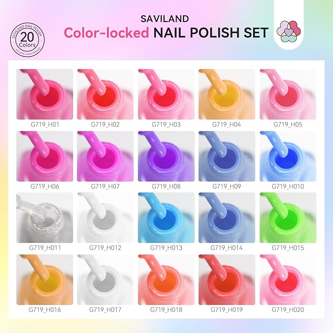 SAVILAND Color Artistry Nail Polish Set: Ultra Quick Dry Regular Nail Polish Kit 20+3 Colors Spring Summer Fingernail Polish Bulk Base Glossy & Matte Top Polish Coat Nail Art DIY Home Women Gift