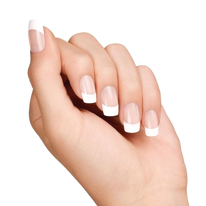 Kiss Everlasting French Nail Manicure, Chip-Free with Flexi-Fit Technology, Medium, "Infinite", Nail Kit with Pink Nail Glue (Net Wt. 2 g / 0.07oz.), Mini File, Manicure Stick, and 28 Fake Nails