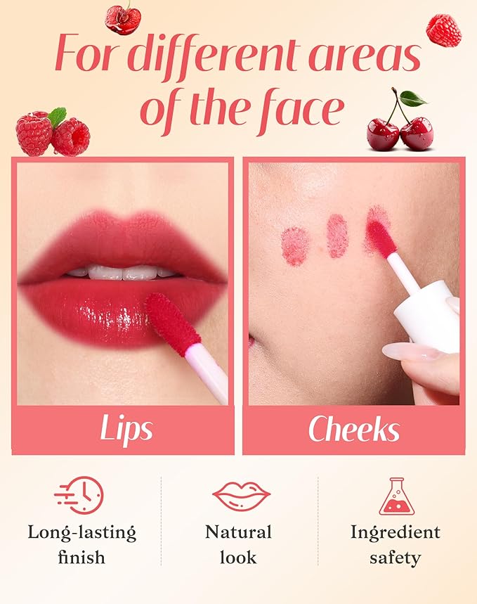 Lip Tint Stain Set, Lip Stain Long Lasting Lightweight Waterproof, Transfer-Proof, Non-sticky, Lip Makeup Matte Finish-VivaGrace Women