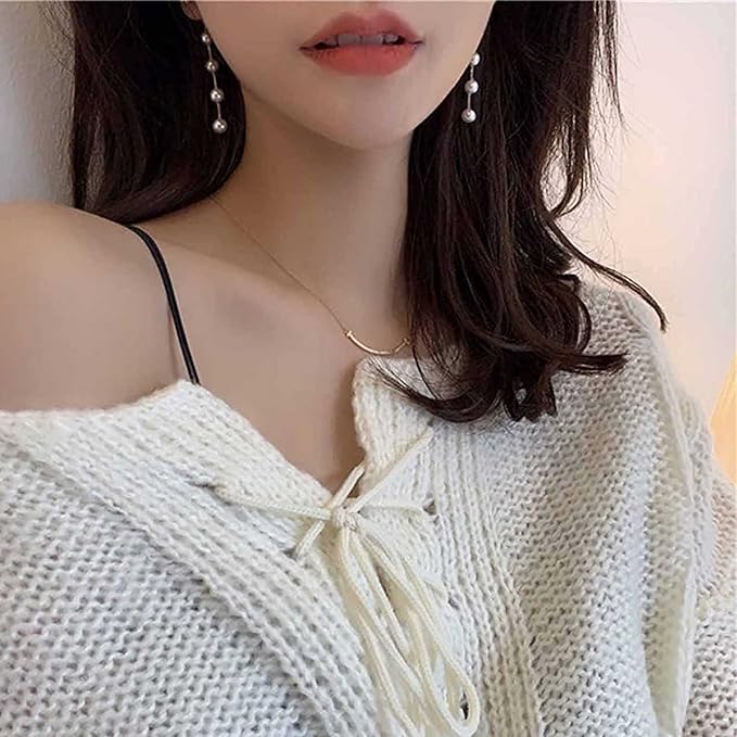 Boho Pearl Dangle Earrings Gold Pearl Drop Stud Earrings Long Pearl Tassel Earrings Vintage Pearl Linear Earrings Jewelry for Women and Girls-VivaGrace Women