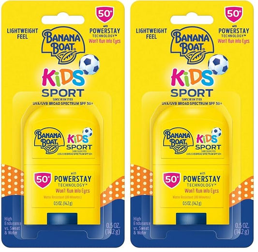 Banana Boat Kids Sport Sunscreen Stick SPF 50, 0.5oz | Travel Size Sunscreen, Childrens Sunscreen, Kids Sunblock, Oxybenzone Free Sunscreen for Kids, Mini Sunscreen SPF 50, 0.5oz (Pack of 2)-VivaGrace Women