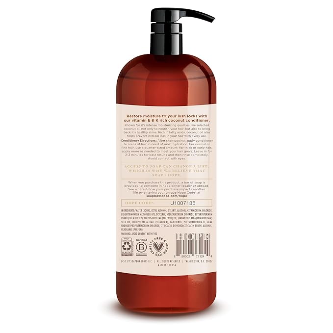 Soapbox Shampoo and Conditioner Set with Coconut Oil, Jojoba Oil, Aloe and Shea Butter to Moisturize and Nourish for All Hair Types, 1 Liter Each (Pack of 2)-VivaGrace Women