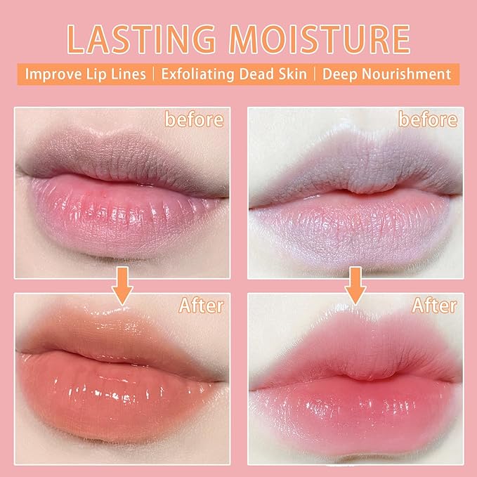 Lip Mask Overnight, Lip Sleeping Mask, lip Mask With Vitamin C, Antioxidants, Improves Dryness, Hydrating &Prevention Dry and Crack Lip Scrubs Exfoliator (peach&grapefruit)-VivaGrace Women