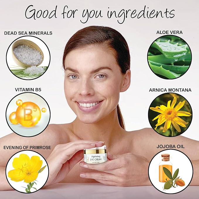 Deluvia Eye Cream Moisturizer, Under Eye and Around Eye Hydrating Eye Cream, Organic Aloe Vera, Vitamin E, Rosehip Seed Oil for Dry Skin and Wrinkles.(.5 Oz)-VivaGrace Women