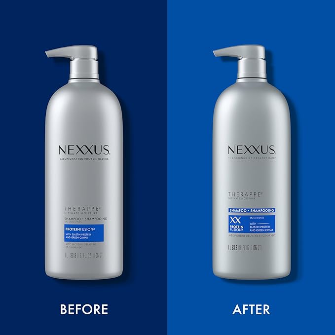 Nexxus Therappe Moisturizing Shampoo Ultimate Moisture for Dry Hair Silicone-Free, Moisturizing ProteinFusion with Elastin Protein and Green Caviar 33.8 oz-VivaGrace Women