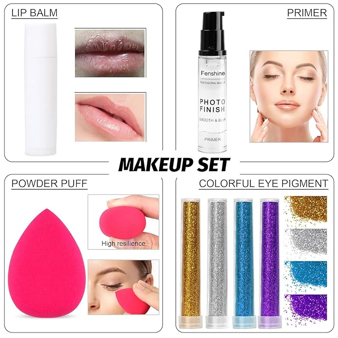 Fenshine All In One Makeup Kit for Women, Full Makeup Gift Set for Beginners, Makeup Essential Starter Bundle Include Eyeshadow Palette Lipstick Eyebrow Pencil Brush Set (Type C)-VivaGrace Women