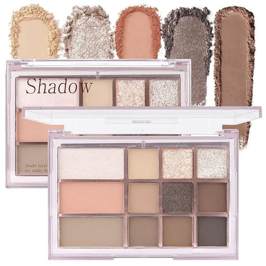 12 Girds Colorful Matte Shimmer Eyeshadow Palette for Eye Makeup,High Pigmented Eye Shadow Primers Powder Palet de sombras de ojos 12-A-VivaGrace Women