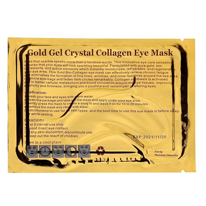 Jakuva 29PCS Gold Gel Crystal Collagen Eye Mask Under Eye Patches For Puffy Eyes and Dark Circles, Hydrating & Anti Aging,24k Gold Eye Mask Eye Patches for Moisturizing-VivaGrace Women