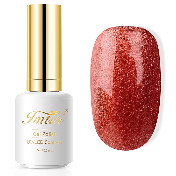 Imtiti Brown Red Gel Nail Polish, 1 Pcs 15ml Bronze Color Soak Off LED Long-Lasting Nail Gel Polish Nail Art Starter Manicure Salon DIY at Home, 0.5 Fluid Ounces