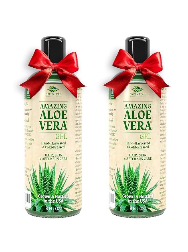 Amazing Aloe Vera Gel - Freshly Cut, 100% Pure Aloe, Premium Quality, Vegan, Unscented - Natural Sunburn Relief, After Shave, Skin, Face & Hair Care (two 8oz bottles) 16oz-VivaGrace Women