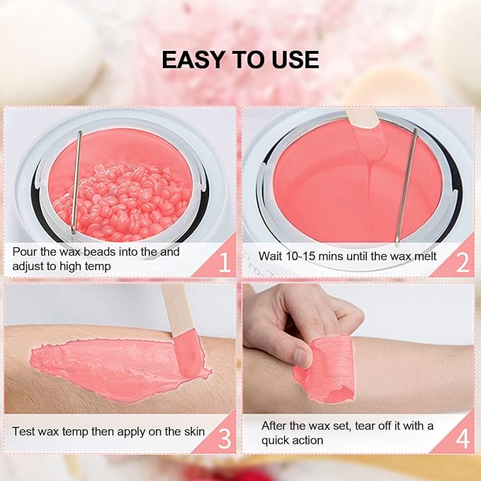 Wax Beads Bulk, 52.8oz Depilatory Painless Wax Beans Quick Hair Removal for Body Skin, Long Lasting for Back, Chest, Leg, At Home Waxing Choice-VivaGrace Women