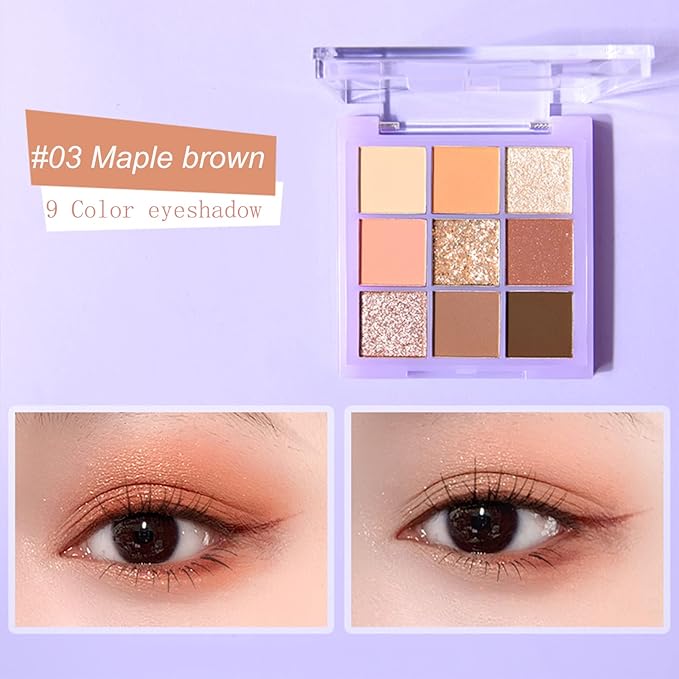 Violet Fairy 9 Color Eyeshadow Palette, Warm Neutrals (03)-VivaGrace Women