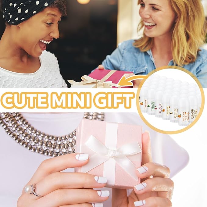 25 Pcs Mini Lip Balm Bulk 5 Assorted Flavors Thank You Lip Balm Employee Appreciation Gifts Dry Chapped Lip Care Products for Adults Coworkers Women Friend Wedding Bridal Shower Baby Shower-VivaGrace Women