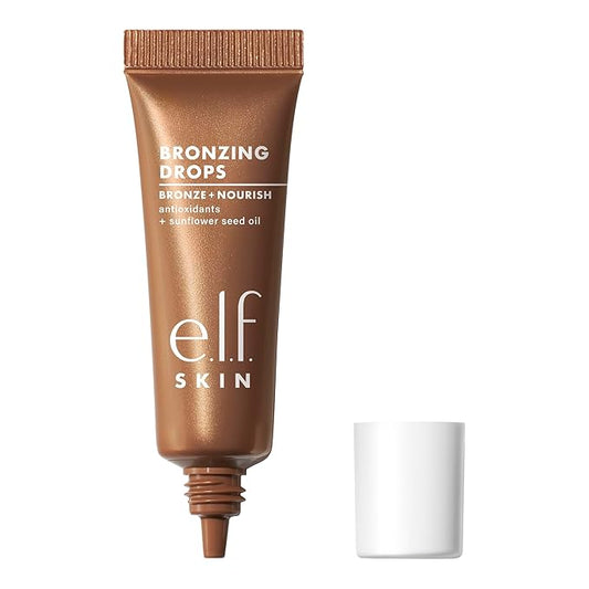 e.l.f. SKIN Bronzing Drops Mini, Liquid Bronzer For Face & Skin, Creates A Sun-Kissed Glow, Infused With Vitamin E, Vegan & Cruelty-Free, Pure Gold-VivaGrace Women