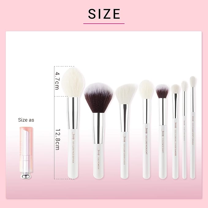 Jessup Brand 25pcs Professional Makeup Brush Set Beauty Cosmetic Foundation Powder Blusher Eyeshadow Blending Highlight Concealer Natural-Synthetic Hair Brushes Set (Pearl White/Silver)-VivaGrace Women