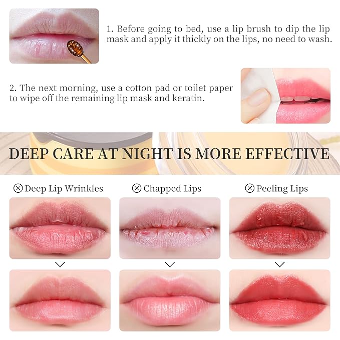2 PCS Bee Honey Lip Balm Honey Pot, Bee Honey Lip Mask, Reduces Lip Lines, Hydrate & Moisturizing Lip Skin Care, Prevention Dry Cracked Lips, Bee Honey Lip Balm for Lip Repair Treatment-VivaGrace Women