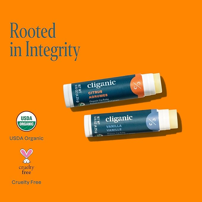 Cliganic Organic Lip Balm 2 pack - Orange Shake-VivaGrace Women
