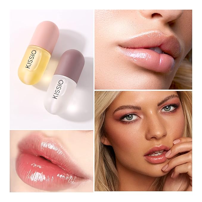 KISSIO Lip Plumper Set,Natural Lip Plumper and Lip Care,Lip Plumper Gloss,Lip Moisturizing,Day and Night Ues,4PCS Lip Plumper,Cruelty Free,5.5 ml*4-VivaGrace Women