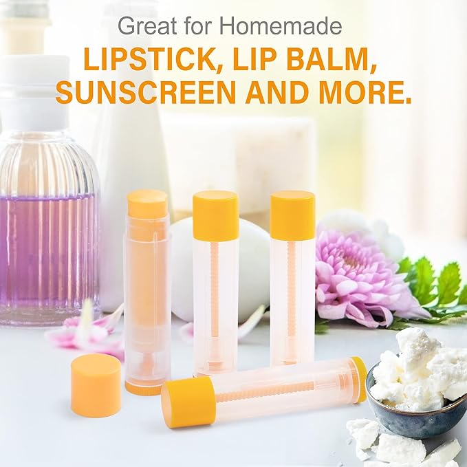 LotFancy Lip Balm Tubes Empty, 60PCS 5.5ml (3/16 Oz), Clear Lip Balm Container Tubes with Yellow Caps, BPA Free & Leak Free, Refillable-VivaGrace Women